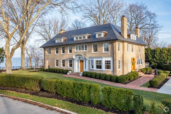Some stately Colonial homes in Edgewater line the shore of Lake Erie.