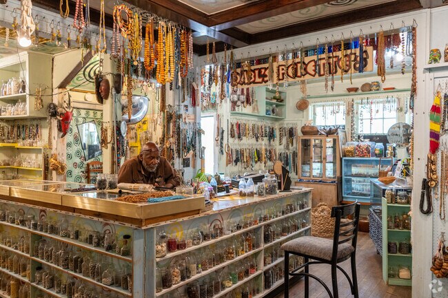 Olayami Dabls in his bead museum and gallery in Rosa Parks.