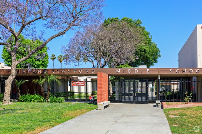 Main gate at Stanford Middle School, In Long Beach.
