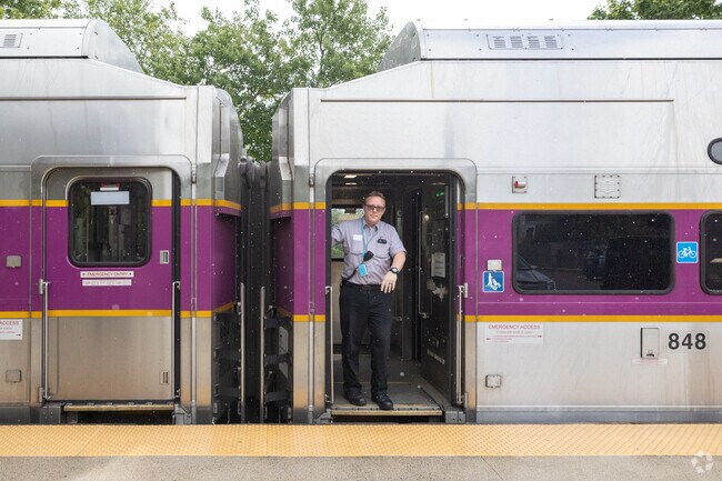 The commuter rail takes off to Boston in Crow Point.