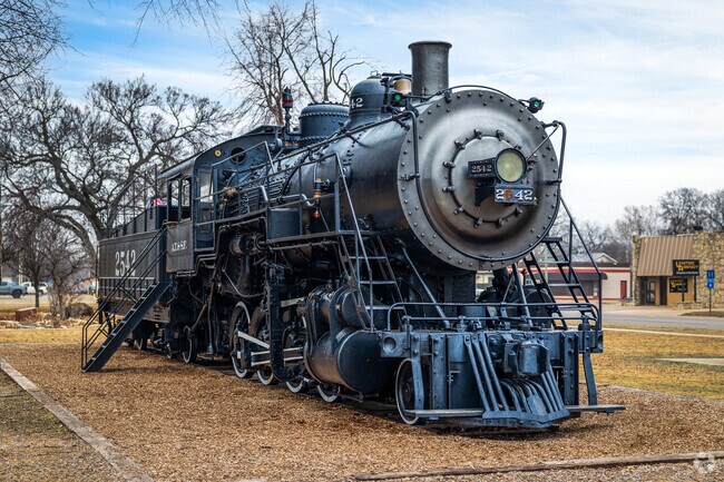There is an authentic steam locomotive that’s parked at Wilson Park in Arkansas City.