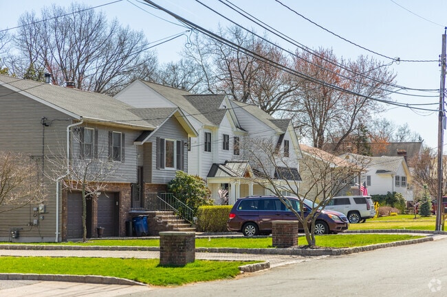 Newer split-levels share the street with older colonial style homes in Northvale, NJ.