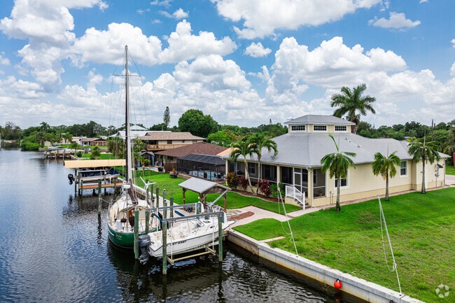 Waterfront homes with private docks are a desirable housing option in Fort Myers Shores.