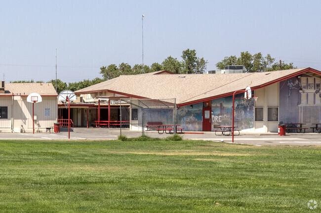 The basketball court at Henry Miller Elementary School in Los Banos.