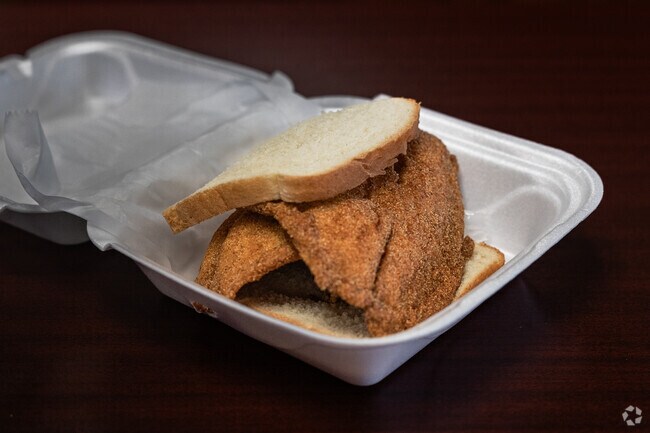 Charlow's Grill in Rudisill Plaza has a great fish sandwich.