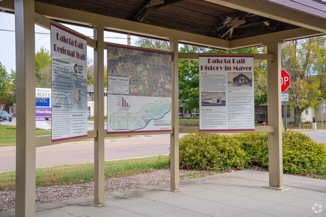 Mayer's trailhead of the Dakota Rail Regional Trail connects locals to miles of scenic biking and walking paths.