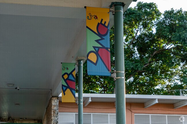 School spirit and banners around South Miami K8 Center.
