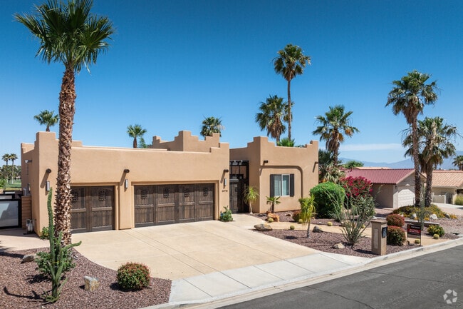 Find Pueblo Revival homes that blend perfectly into the desert landscape of Desert Hot Springs.