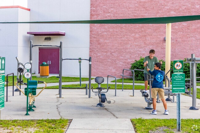 There are exercise stations at Northdale Park, where you can get a great workout.