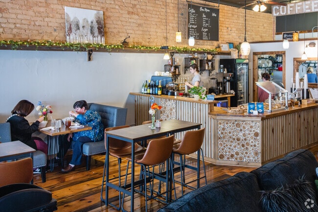 Residents in Woodruff enjoy coffee at the Humble Grounds Cafe.