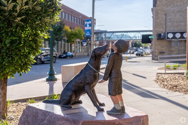 Downtown Sioux features many pieces of artwork strewn throughout.