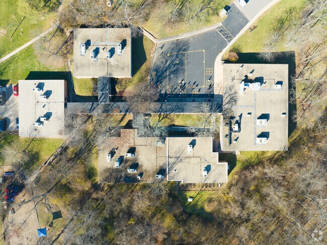 The Hilltop School has a unique building structure, which is low to the ground.