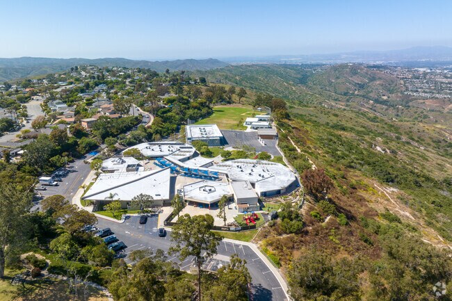 An elevated view of Top of the World Elementary School in Laguna Beach, California.