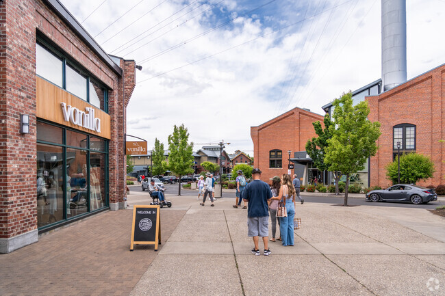 Shoppers can explore a variety of shops in the Old Mill District of Old Bend.