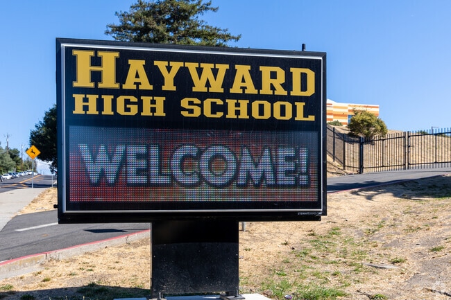 Entry sign of Hayward High School.