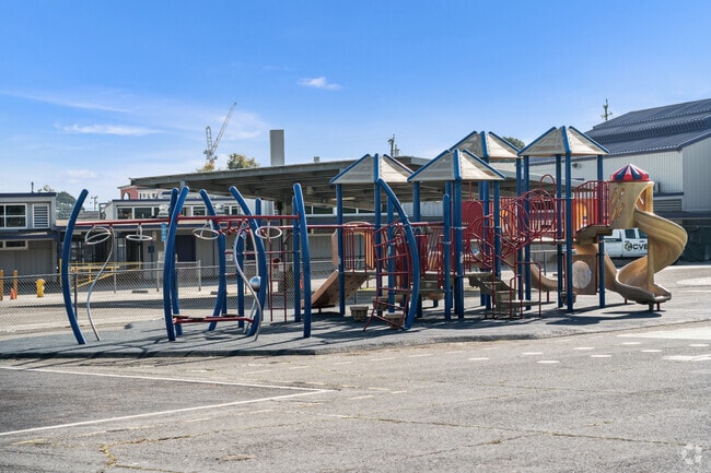 There is a play structure for the older students.