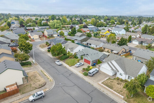 An Aerial View of a Residential Area n the Hayesville Neighborhood in Salem, OR.