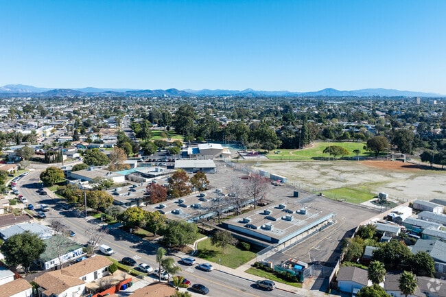 An elevated view of Eugene Field Elementary School.
