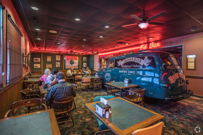 Enjoy a lunch at Leonard's Pit Barbecue in Fox Meadows.