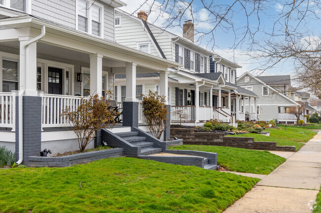 Rows of homes on tree lined streets in Asbury park.