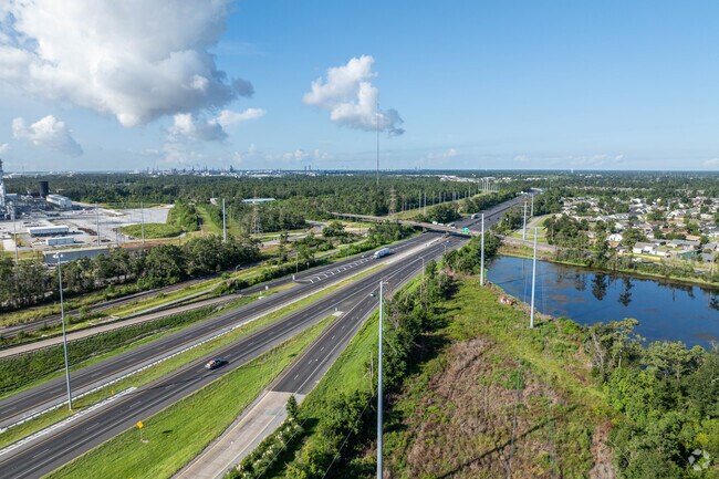 Interstate 10 leads to the Louisiana/Texas state line, or into Lake Charles from Beverly Hills.