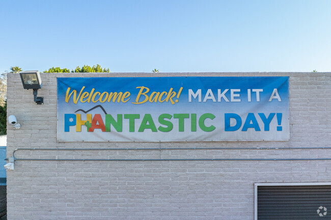 A colorful sign inviting students back after break at Phoenix Hebrew Academy in Phoenix.