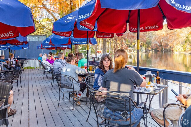 Dine amongst nature while at Swampy's Bar & Grill and watch fish swim by.