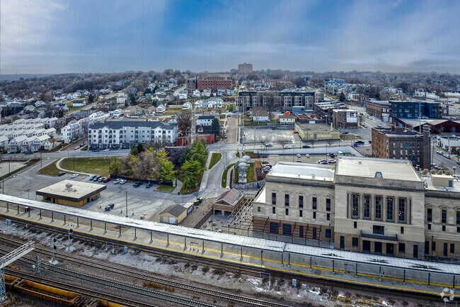 An aerial view from downtown shows the many types of housing available in Dahlman.