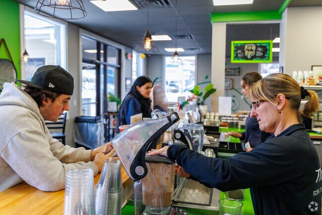 It's a short wait for patrons at The Mix in Oswego NY as they wait for their healthy shakes.