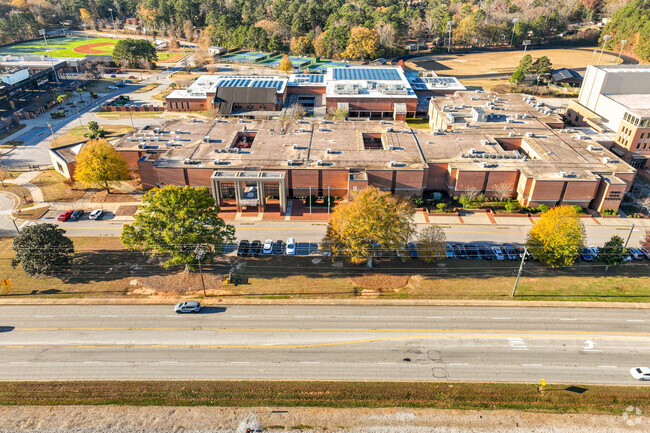 Railroad tracks run in front of Irmo High School.
