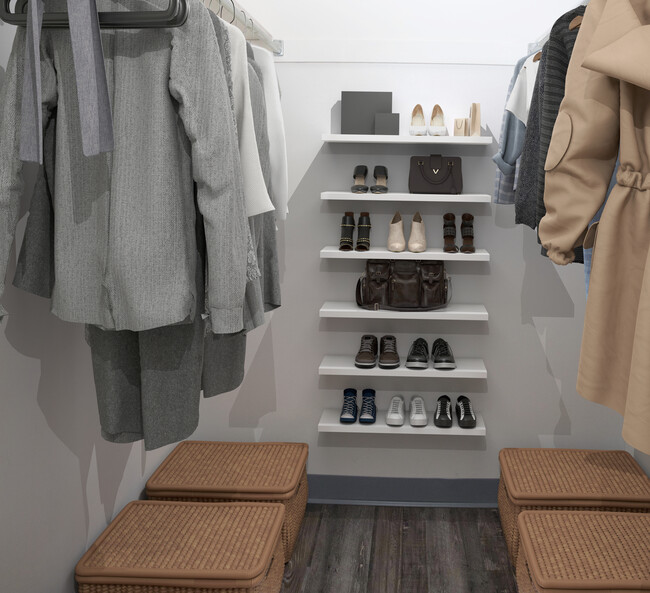 Large Bedroom Closet With LVP Flooring