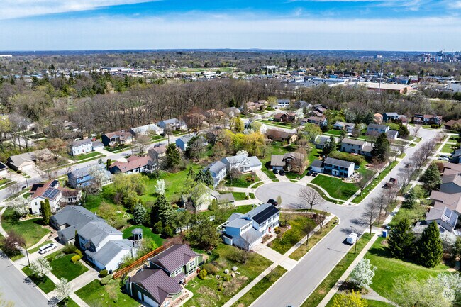 a quiet cul-de-sac anchors a neighborhood in the Liberty Glen neighborhood.