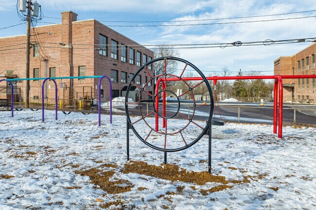 Students from Park Elementary often play on the playground equipment during recess.