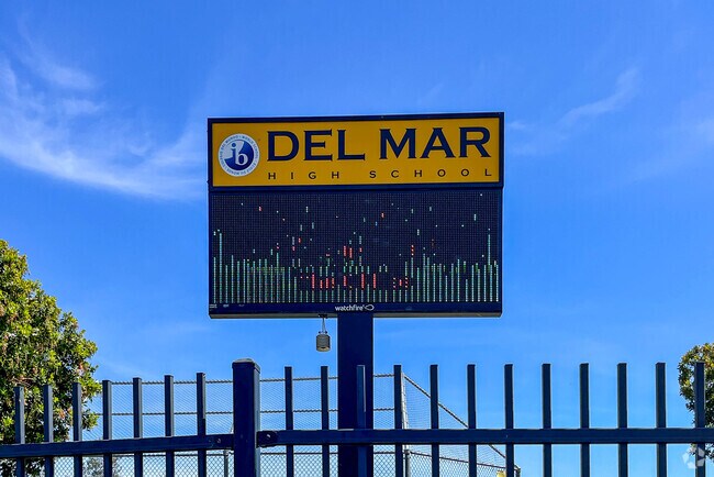Del Mar High School's pylon sign in San Jose's Fruitdale neighborhood.