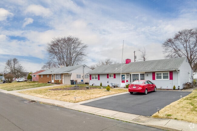 Rows of ranch‑style homes reflect mid‑1900s growth in Falls Township.