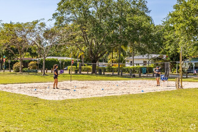 Play a game of pickleball at Ed Burkes Recreational Park in North Miami, FL.