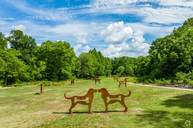 Cleveland Park features unique dog sculptures in Greenville, SC.