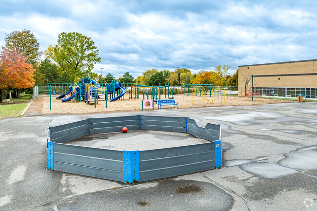 Gaga ball court and playground at Island Lake Elementary School.