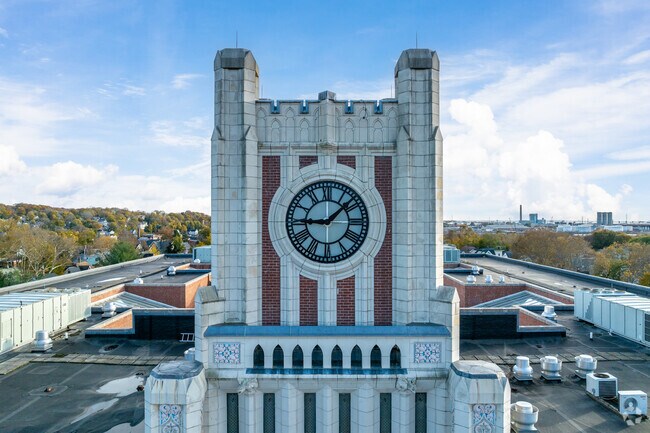 The clock of Fair Haven School stands tall over the Fair Haven neighborhood.