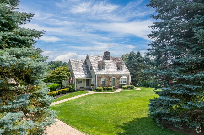 Homes in Moon Township are often set back from the street with large yards.