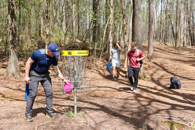 Disc golf is a popular sport at Nevin Park.