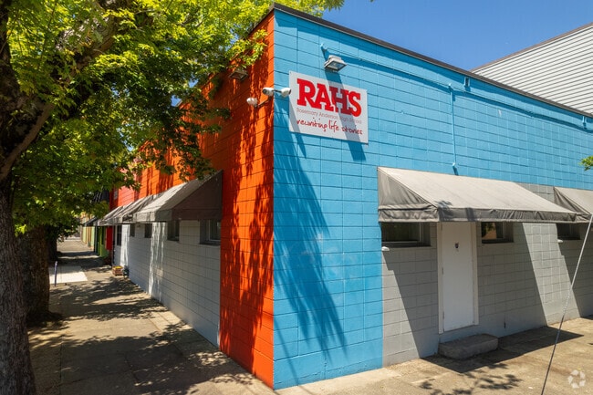 Rosemary Anderson High School sign on the south east corner of the building.