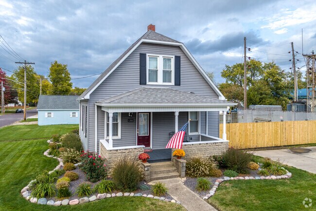 Recently remodeled two-story home with porch in the North Pekin neighborhood of Peoria, IL.