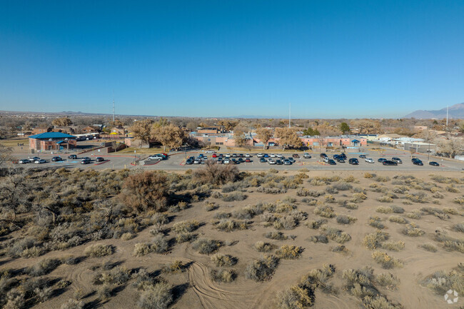 Pajarito Elementary School aerial context view.