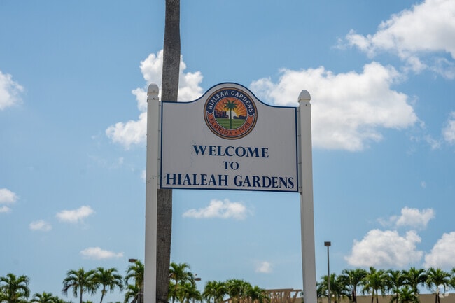 Welcome to Hialeah Gardens sign; Lakebelle is a community within the city of Hialeah Gardens