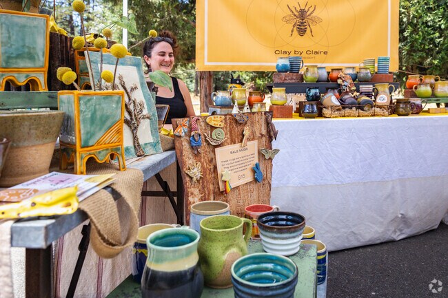 Browse the colorful ceramics from Clay by Claire at Idyllwild Art in the Park.