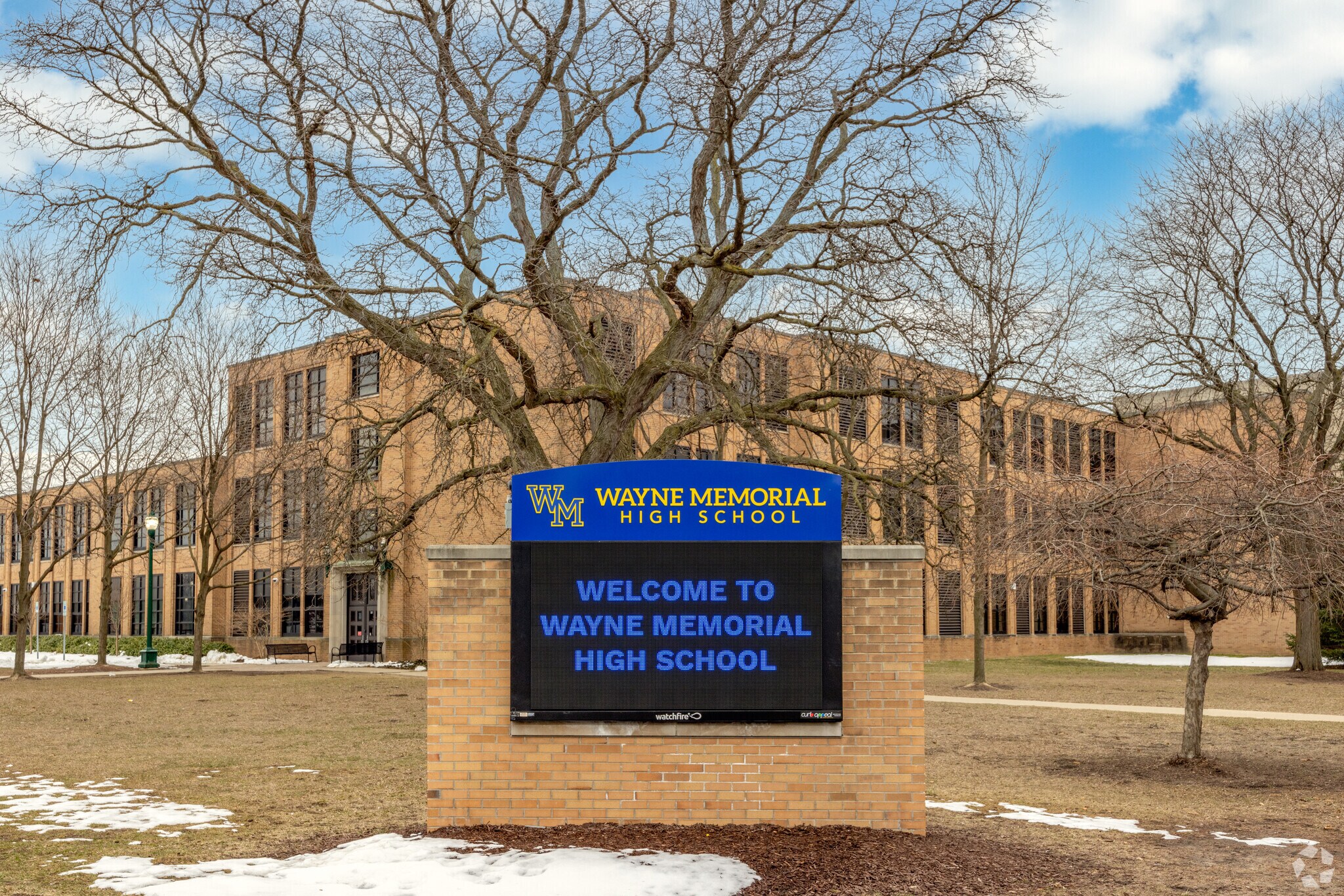 The entrance sign to Wayne High School.