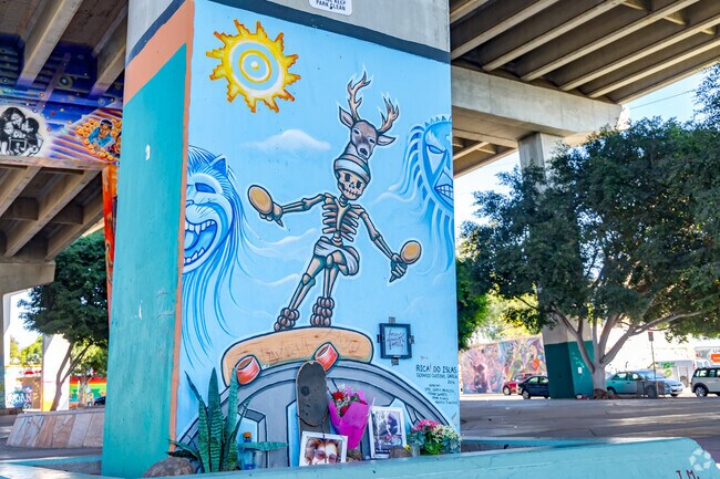 A look at the vibrant art above the skate park in Barrio Logan.