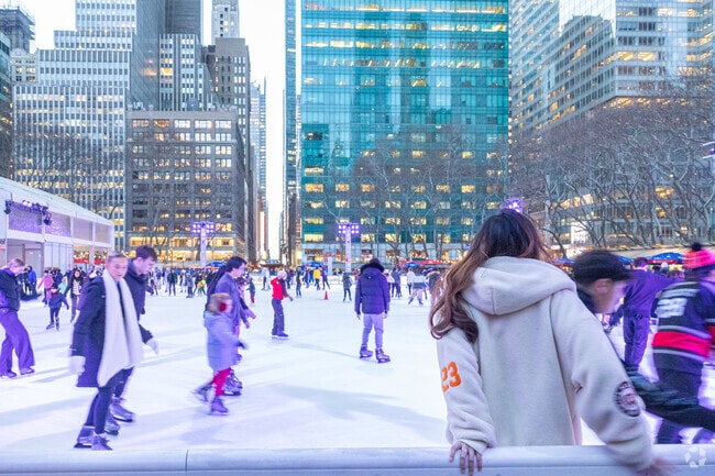 The ice rink at Bryant Park is very popular with residents of Midtown South.