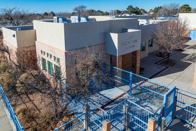 The front enytrance to Mitchell Elementary School in Albuquerque.
